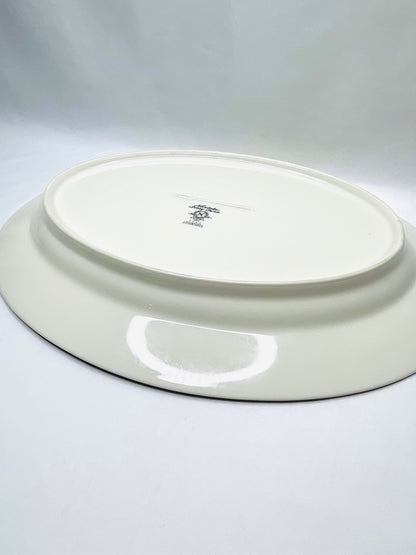 Noritake Ivory China White Silver Rimmed Oval Snack Platter