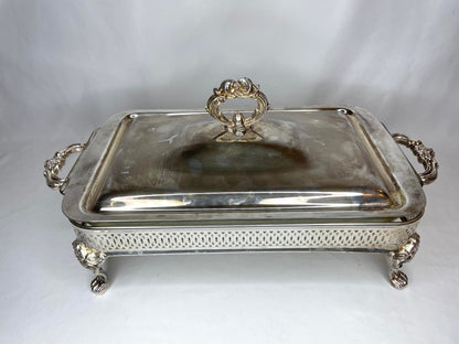 Vintage Silver Buffet/Casserole Footed Serving Dish with Lid