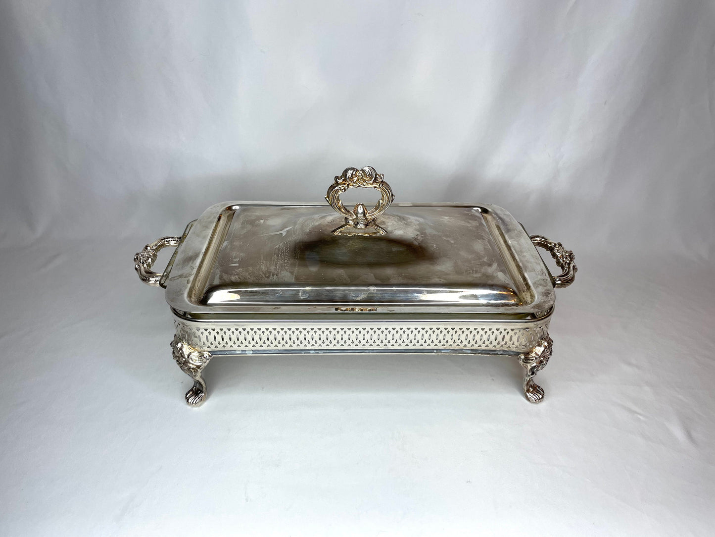 Vintage Silver Buffet/Casserole Footed Serving Dish with Lid