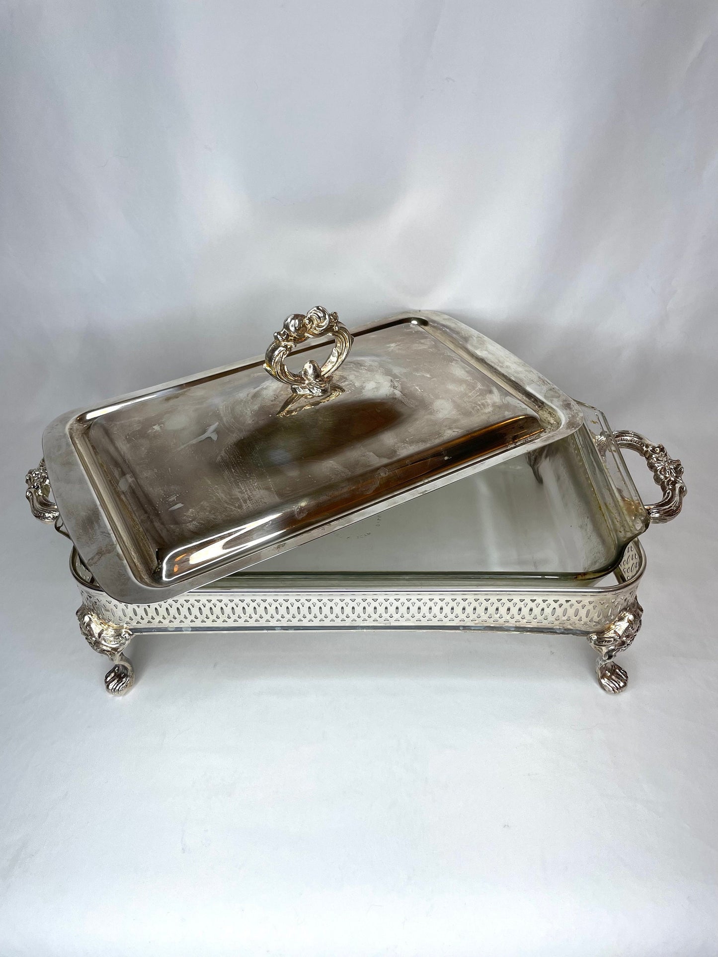 Vintage Silver Buffet/Casserole Footed Serving Dish with Lid