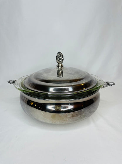 Vintage Sheffield Silver/Pyrex Casserole Serving Bowl