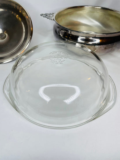 Vintage Sheffield Silver/Pyrex Casserole Serving Bowl