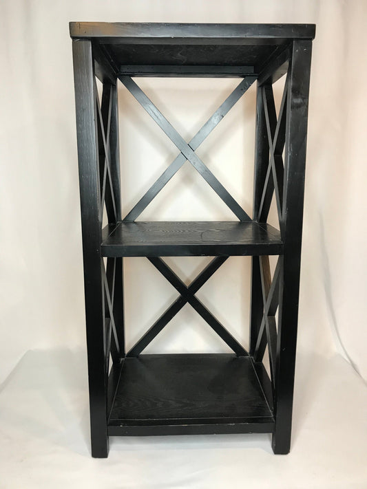 3-Tier Black Wooden Decor Bookshelf/Plant Stand/Side Table