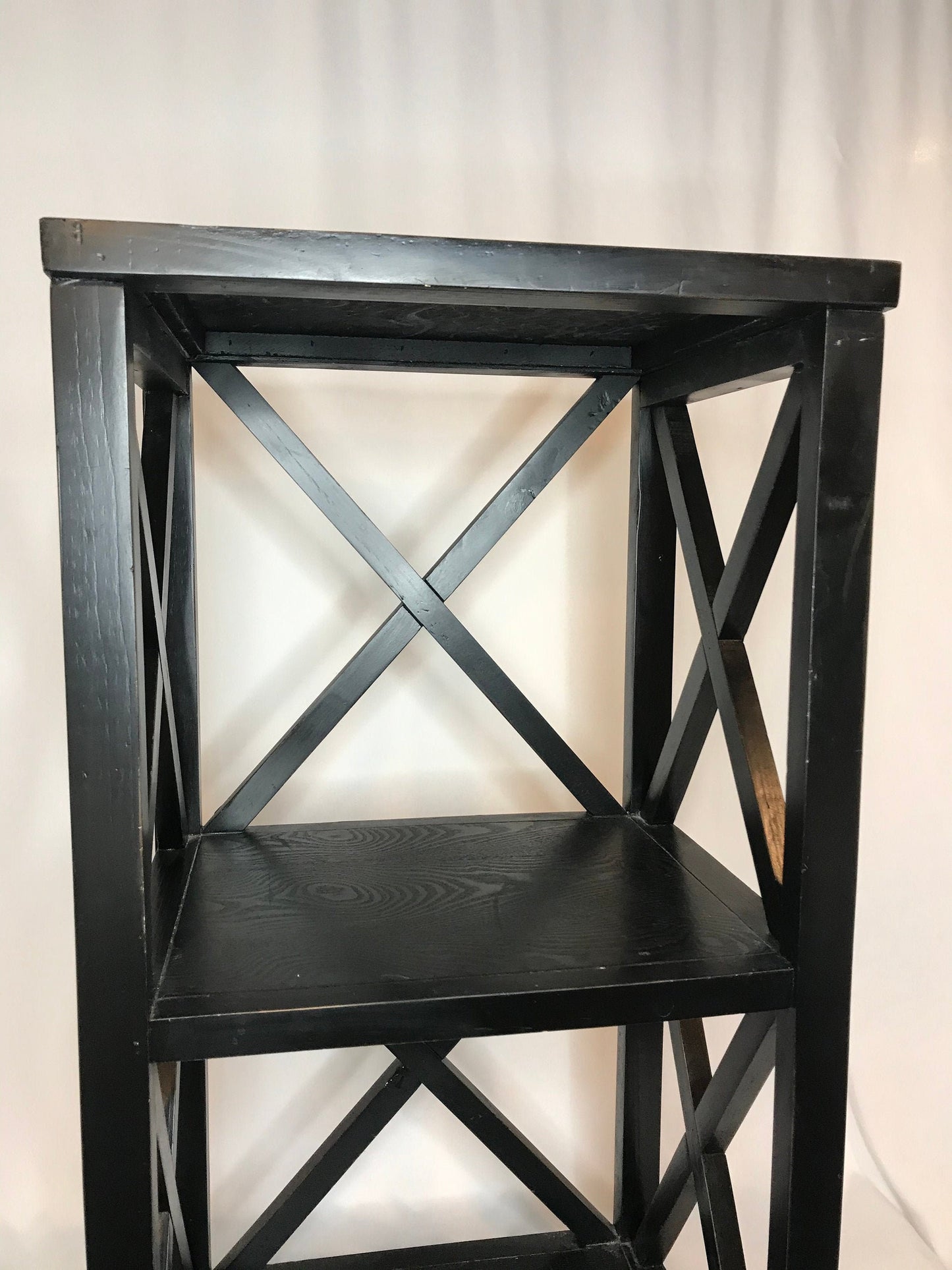 3-Tier Black Wooden Decor Bookshelf/Plant Stand/Side Table