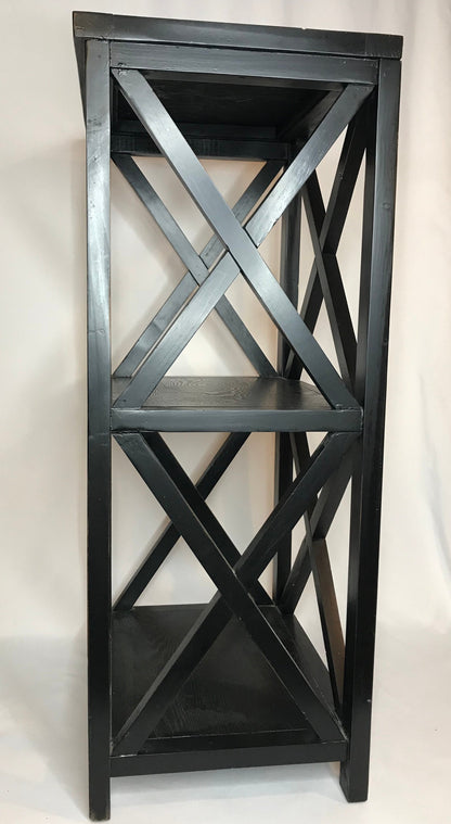 3-Tier Black Wooden Decor Bookshelf/Plant Stand/Side Table