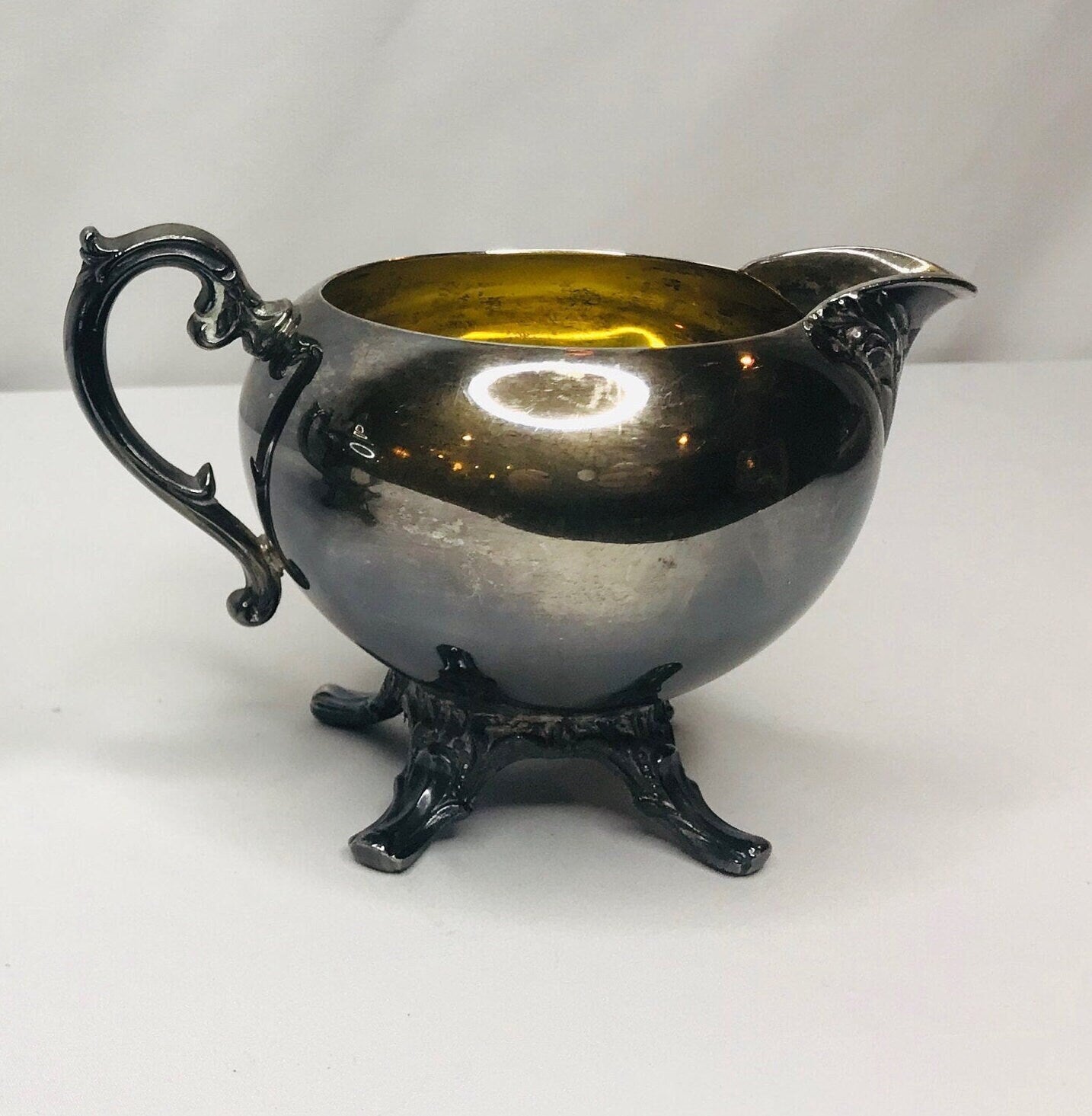 Vintage victorian rose silver plated wm rogers creamer bowl