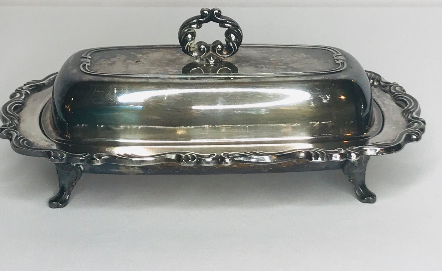 Wm a rogers silver plated butter dish