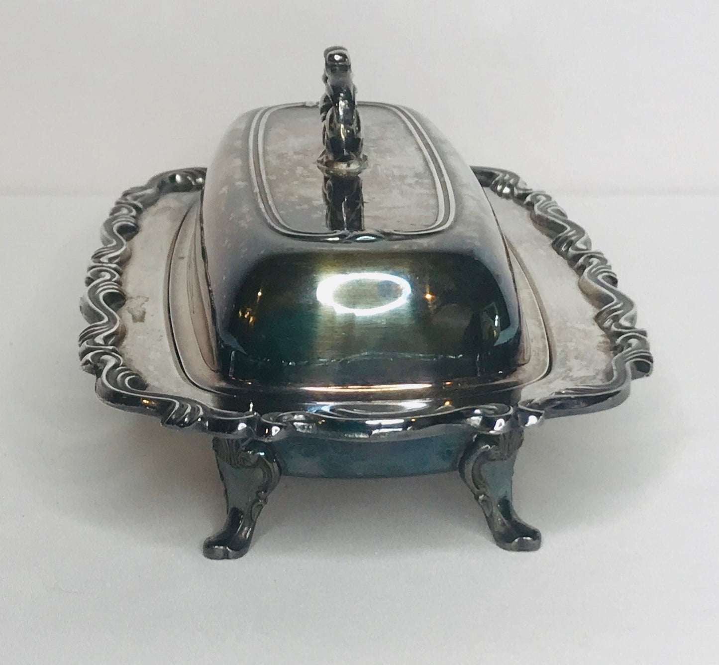 Wm a rogers silver plated butter dish