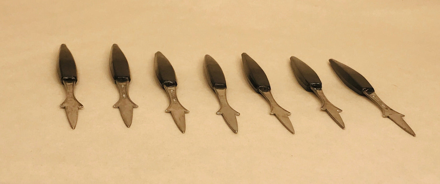 7 vintage mid-century cocktail hors d' oeuvres forks/stainless