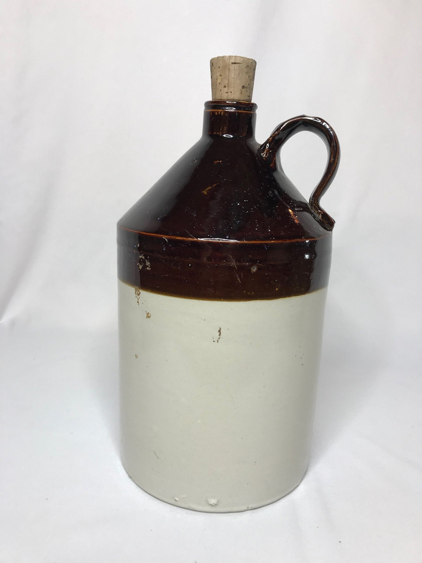 Two-tone Stoneware Moonshine Crock w/Cork