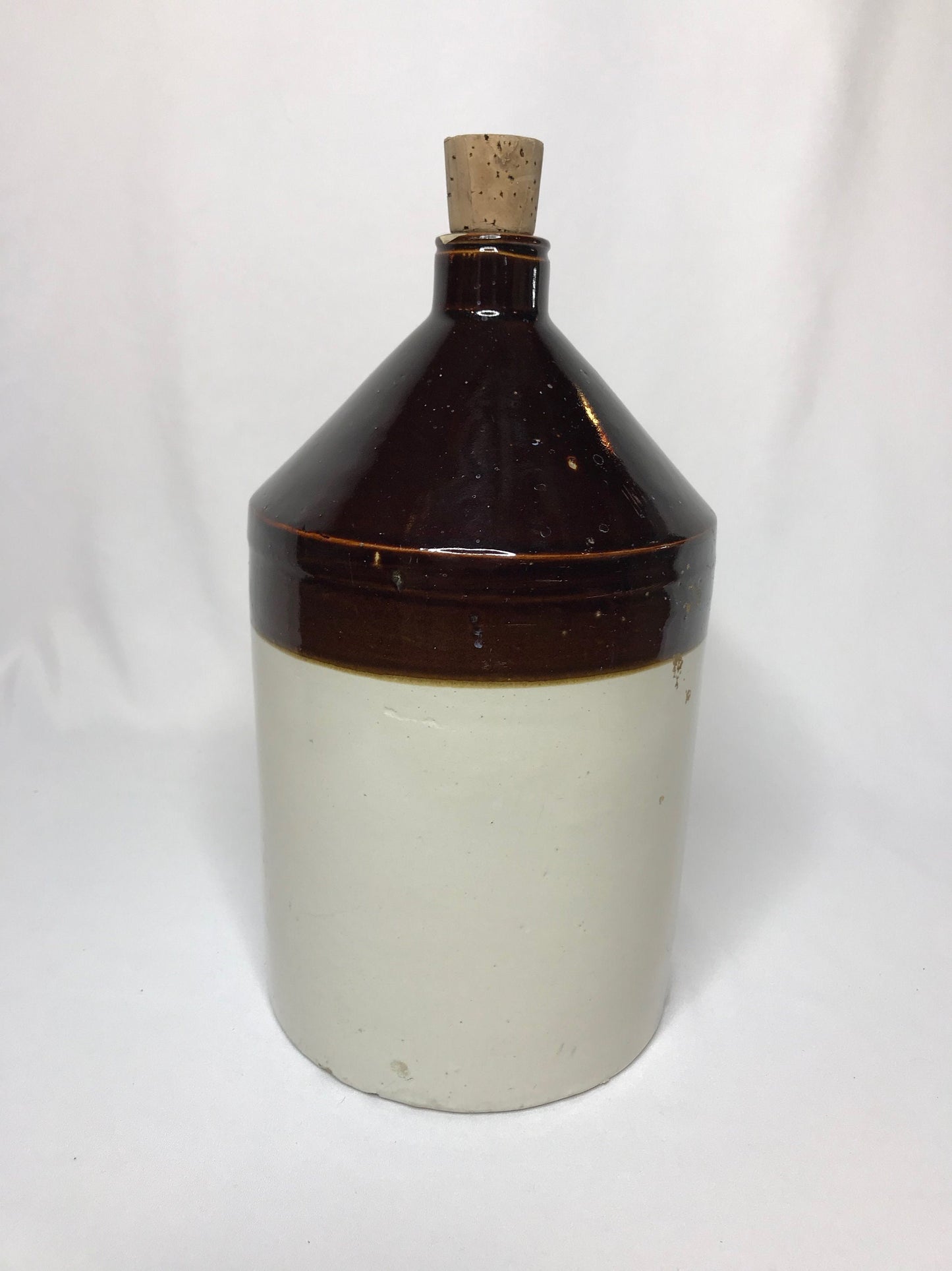 Two-tone Stoneware Moonshine Crock w/Cork