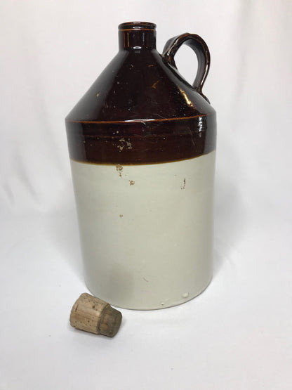 Two-tone Stoneware Moonshine Crock w/Cork