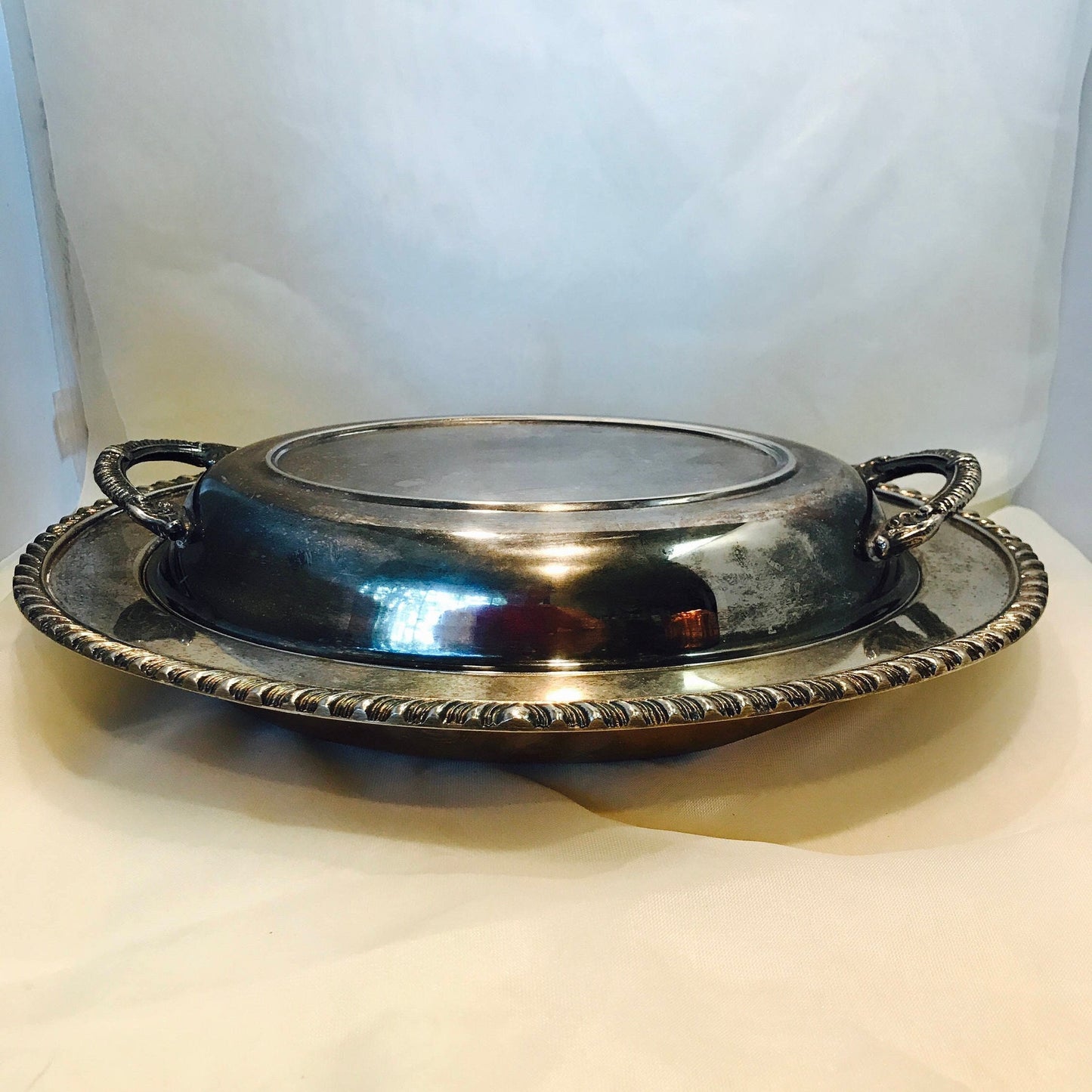 Vintage oval silverplate tray