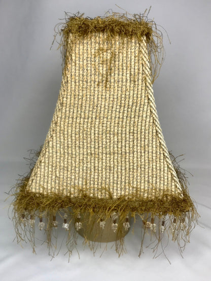 Victorian style pagoda-shaped lamp shade (golden tones wit beaded fringe)h