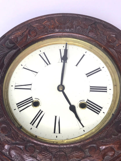 Vintage handmade wooden wall clock with pendulum