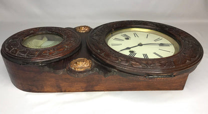 Vintage handmade wooden wall clock with pendulum