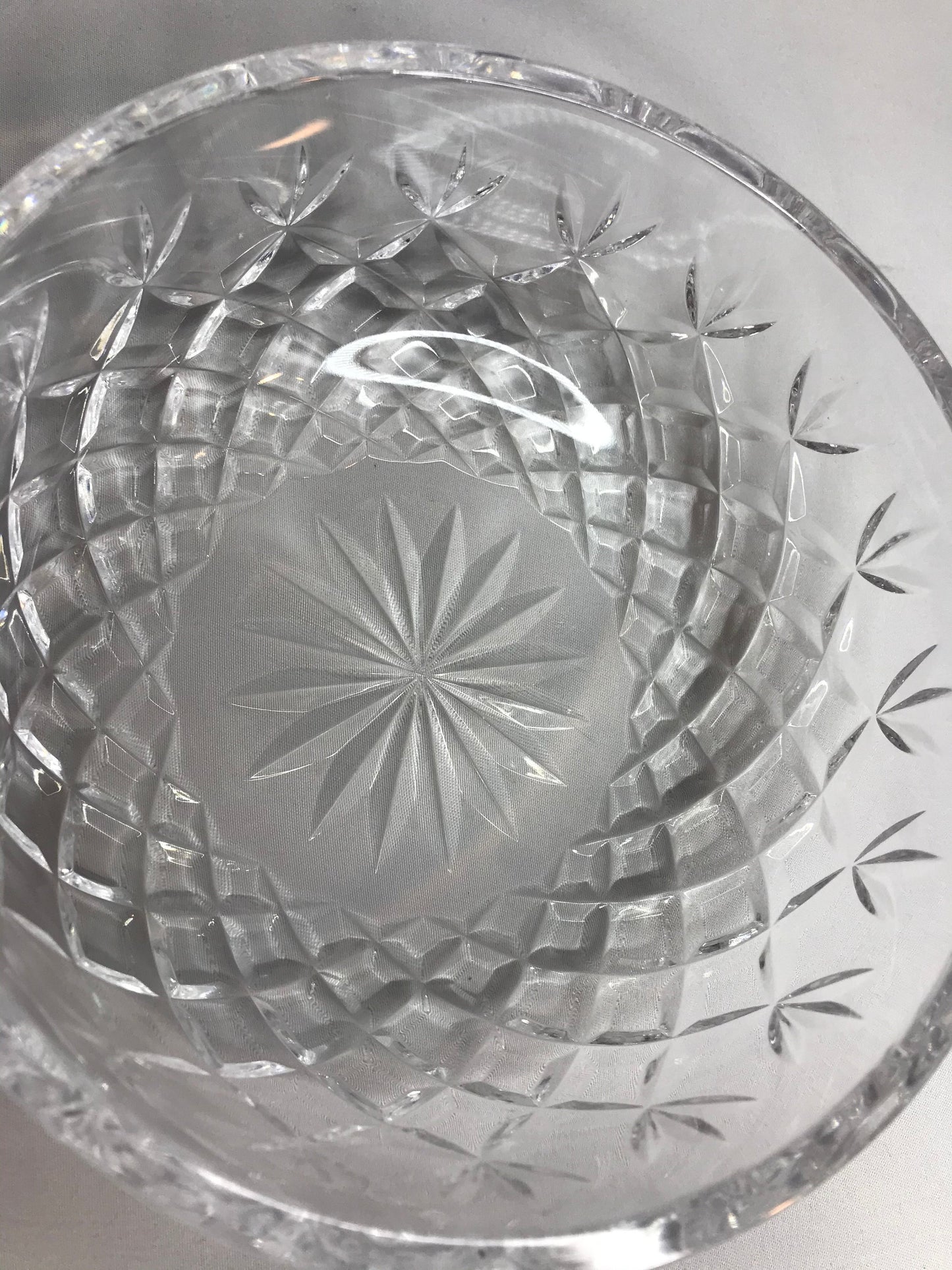 Vintage cut crystal glass decorative bowl  6"d