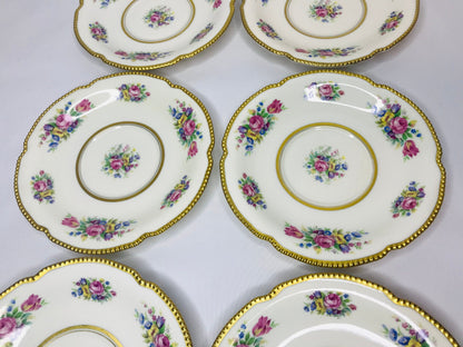 Castleton china castleton rose (6) footed cream soup bowls & (6) saucer set