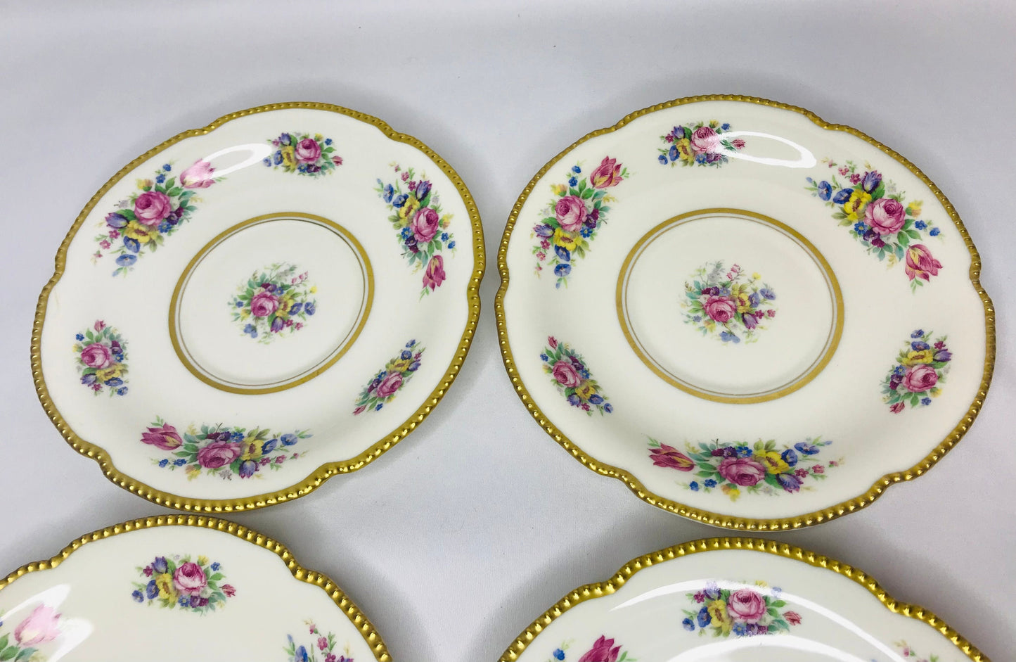 Castleton china castleton rose (6) footed cream soup bowls & (6) saucer set