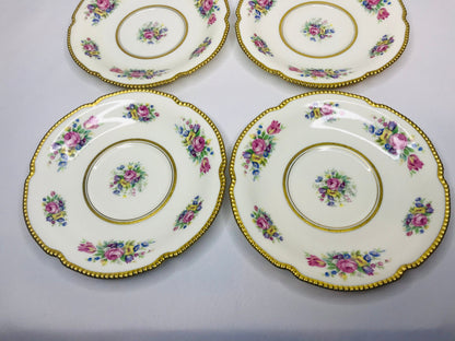 Castleton china castleton rose (6) footed cream soup bowls & (6) saucer set