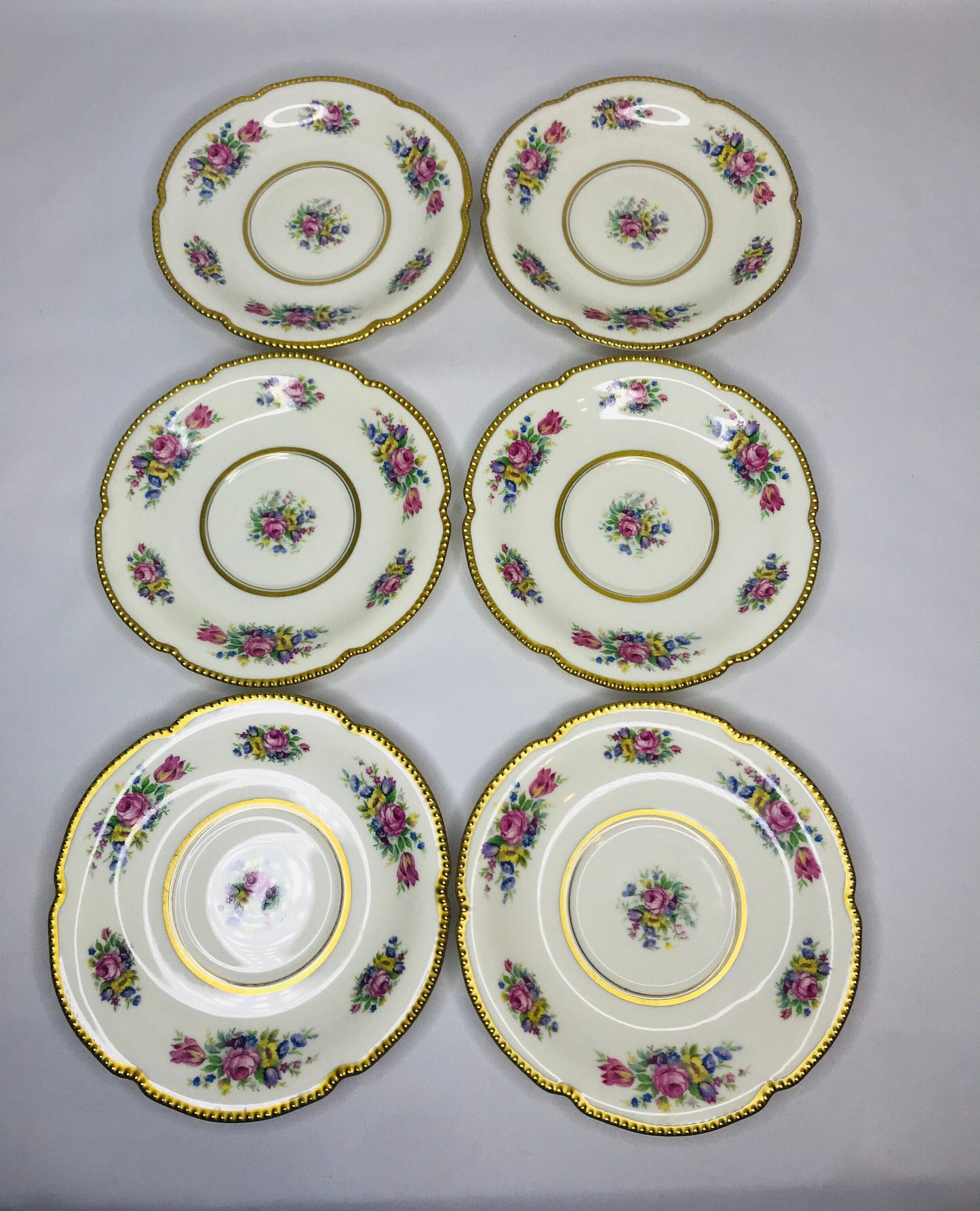 Castleton china castleton rose (6) footed cream soup bowls & (6) saucer set