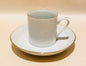 White espresso demitasse cup & saucer set w/gold accent trim - nanjing pagoda mark