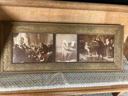 Antique 3-Opening Frame with Classical Composer Images