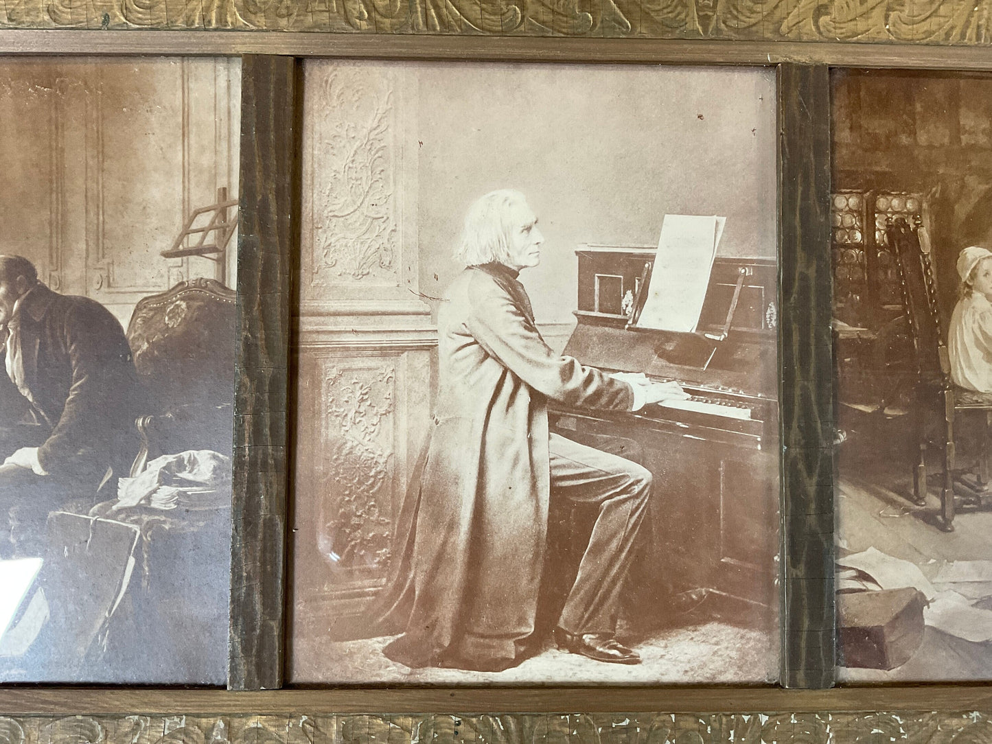 Antique 3-Opening Frame with Classical Composer Images