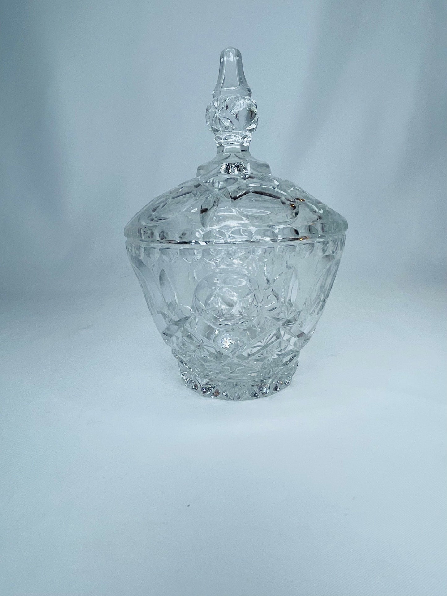 Antique Decorative Cut Glass Container and Candy Dish