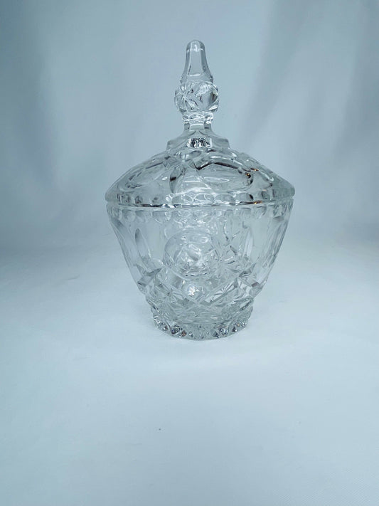 Antique Decorative Cut Glass Container and Candy Dish