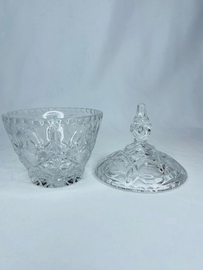 Antique Decorative Cut Glass Container and Candy Dish