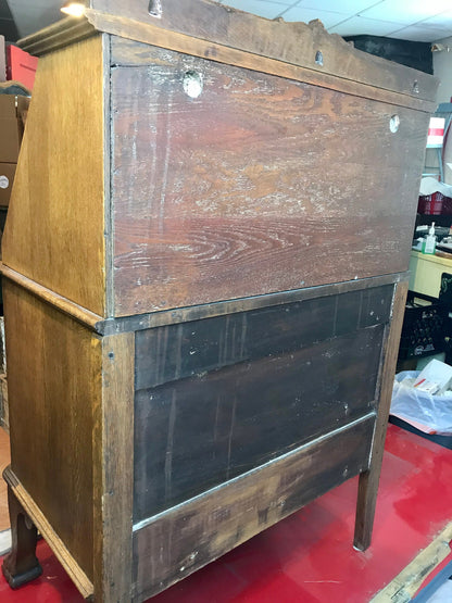 Antique Tiger Oak Drop Front Secretary Desk