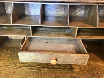 Antique Tiger Oak Drop Front Secretary Desk