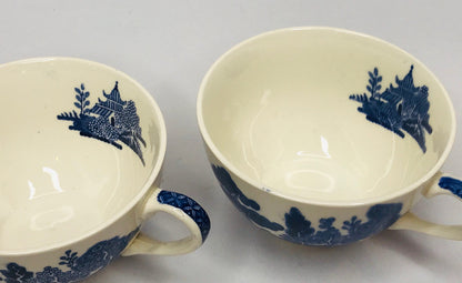 Vintage willow johnson brothers england set of 2 tea cups w/inside imprint transferware