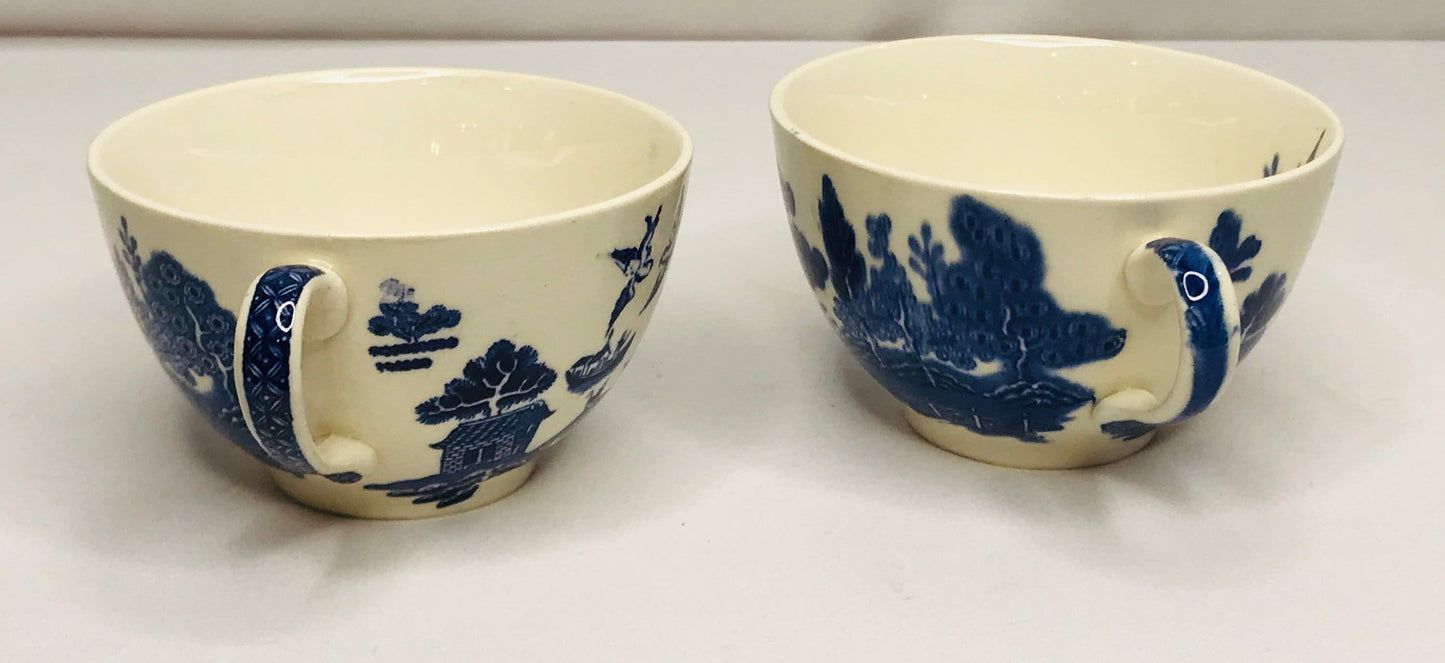 Vintage willow johnson brothers england set of 2 tea cups w/inside imprint transferware