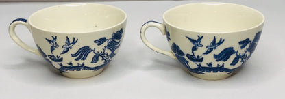 Vintage willow johnson brothers england set of 2 tea cups w/inside imprint transferware