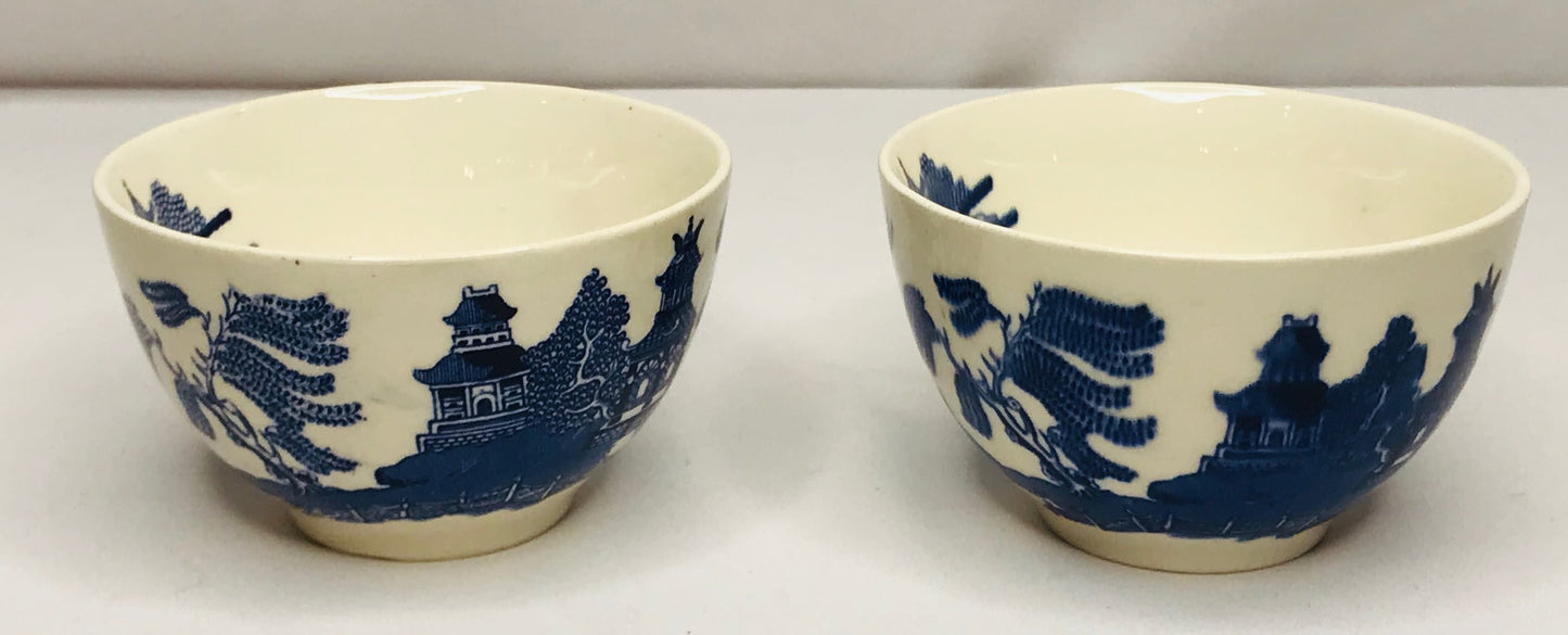 Vintage willow johnson brothers england set of 2 tea cups w/inside imprint transferware