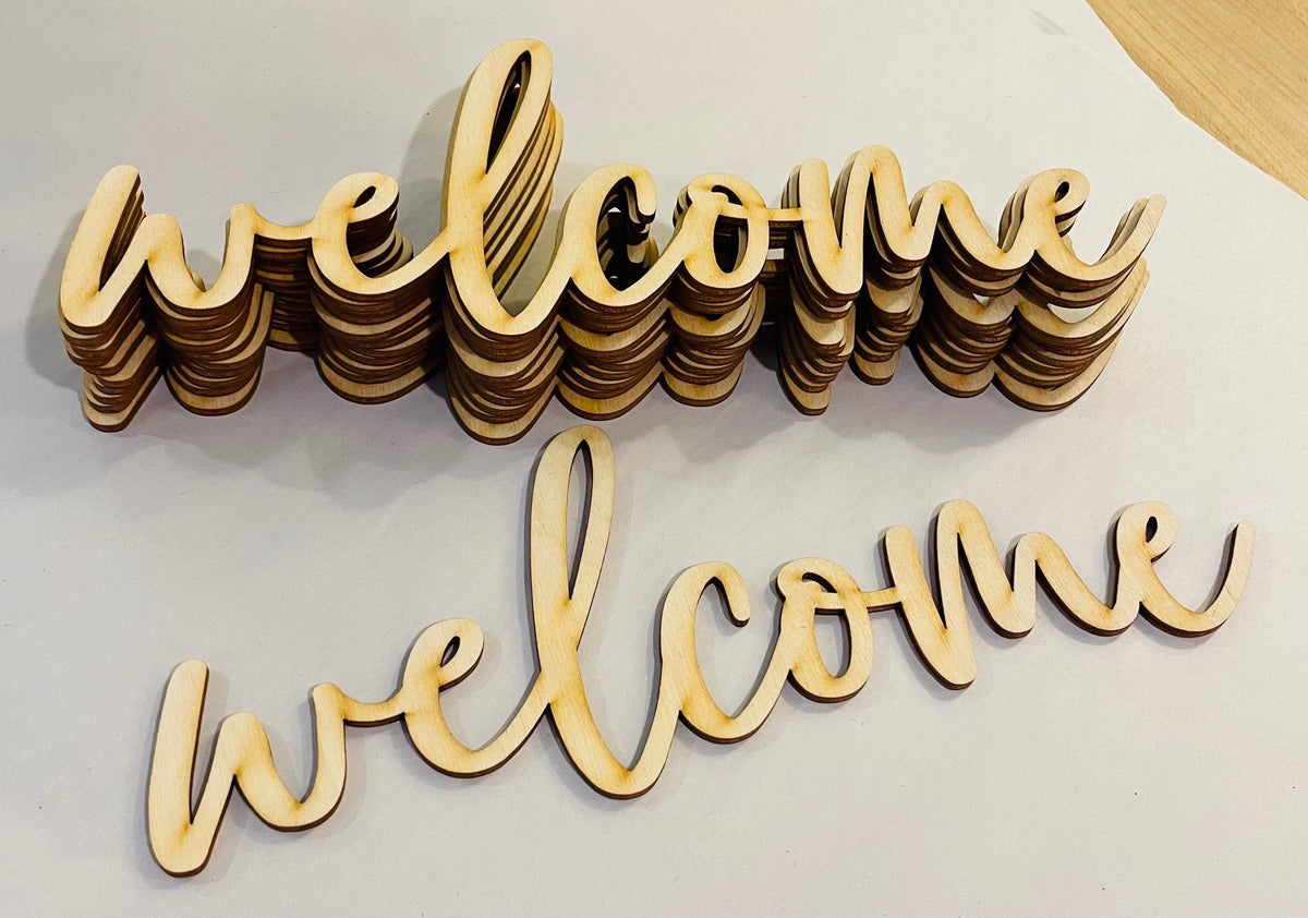 Unfinished wooden cut-out welcome sign/art decor/crafting – Terra Americana