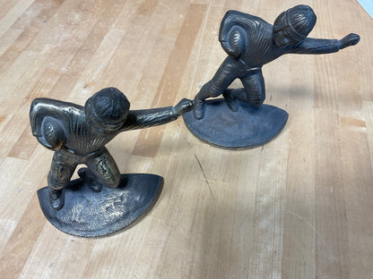 Hubley cast iron football player bookends