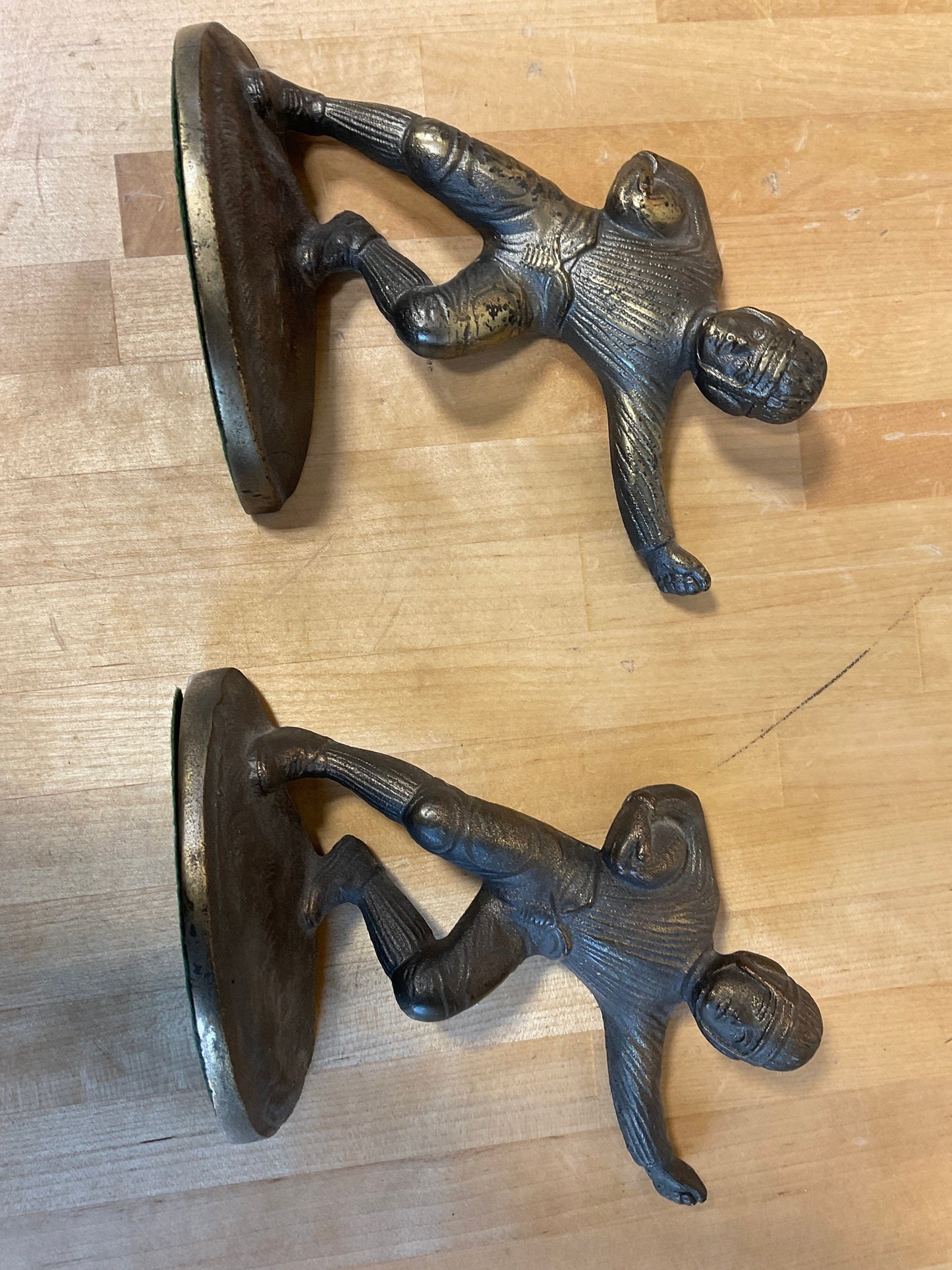 Hubley cast iron football player bookends