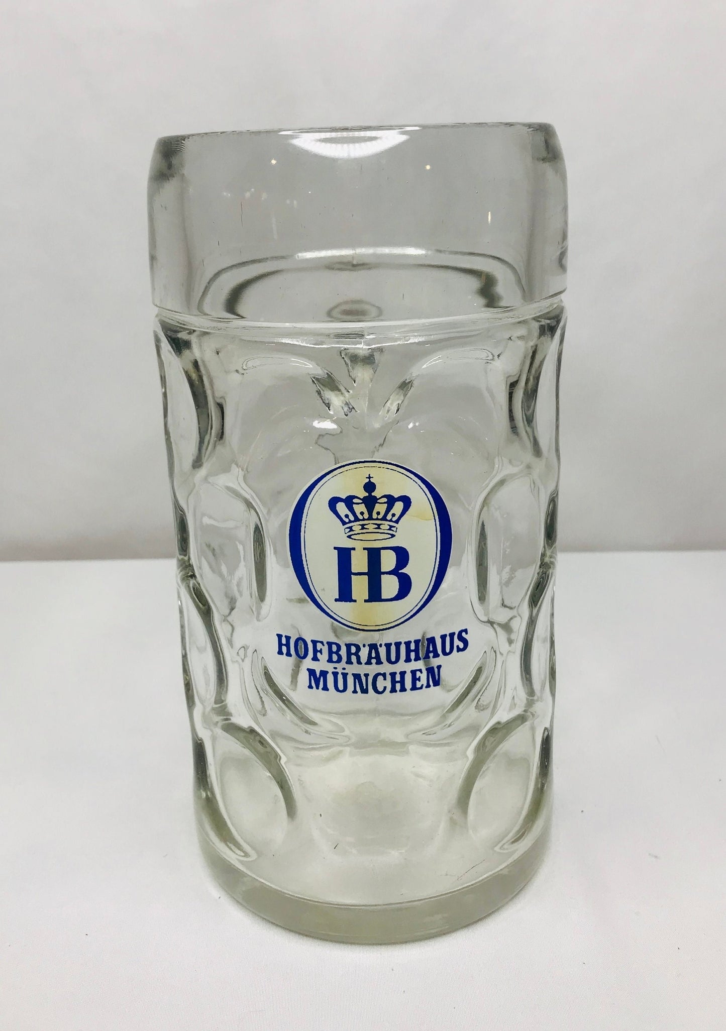 German hb hofbrauhaus munchen 1 liter glass dimpled stein/mug