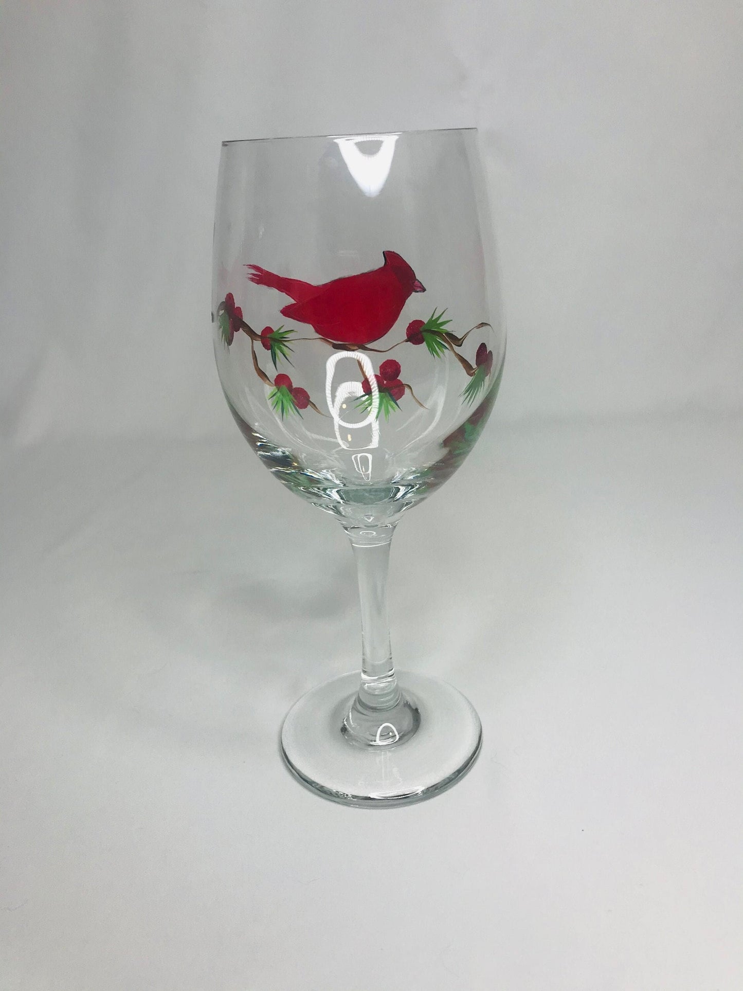 Hand-painted cardinal wine/water/juice glass