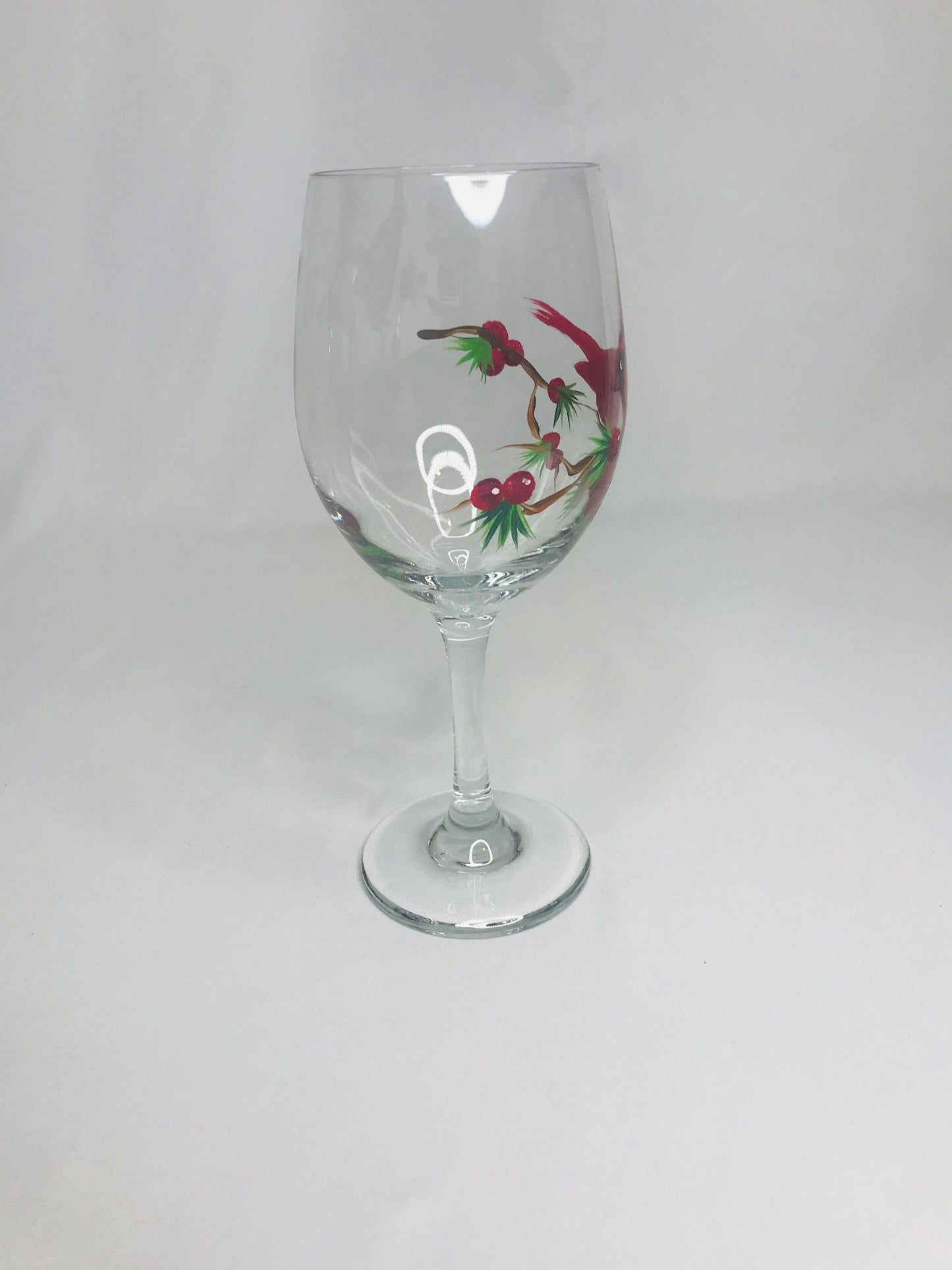 Hand-painted cardinal wine/water/juice glass