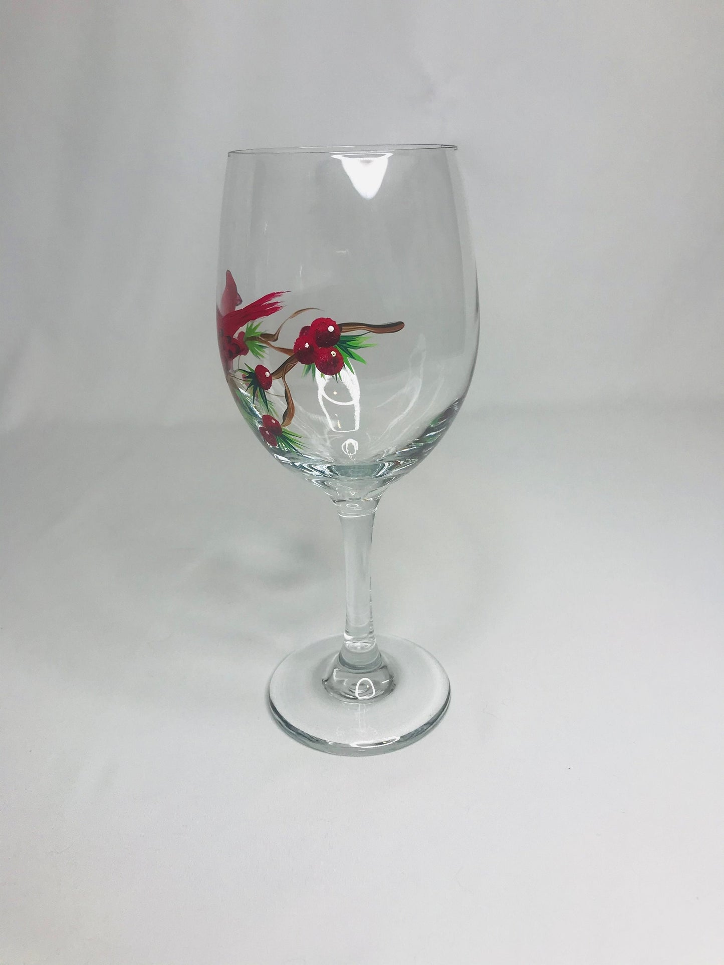 Hand-painted cardinal wine/water/juice glass