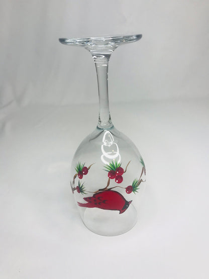 Hand-painted cardinal wine/water/juice glass