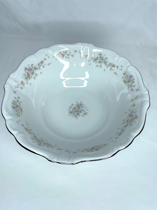 Johann Haviland Flower Splendor Bavaria Germany Platinum Rimmed Serving Bowl