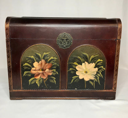 Painted floral wooden treasure chests small/medium/large - set of 3