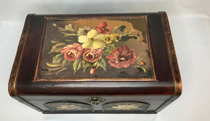 Painted floral wooden treasure chests small/medium/large - set of 3