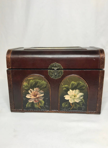 Painted floral wooden treasure chests small/medium/large - set of 3