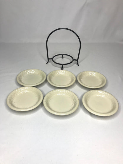 Stoneware dip/sauce bowls/plates with caddy home grown by signature 7 piece